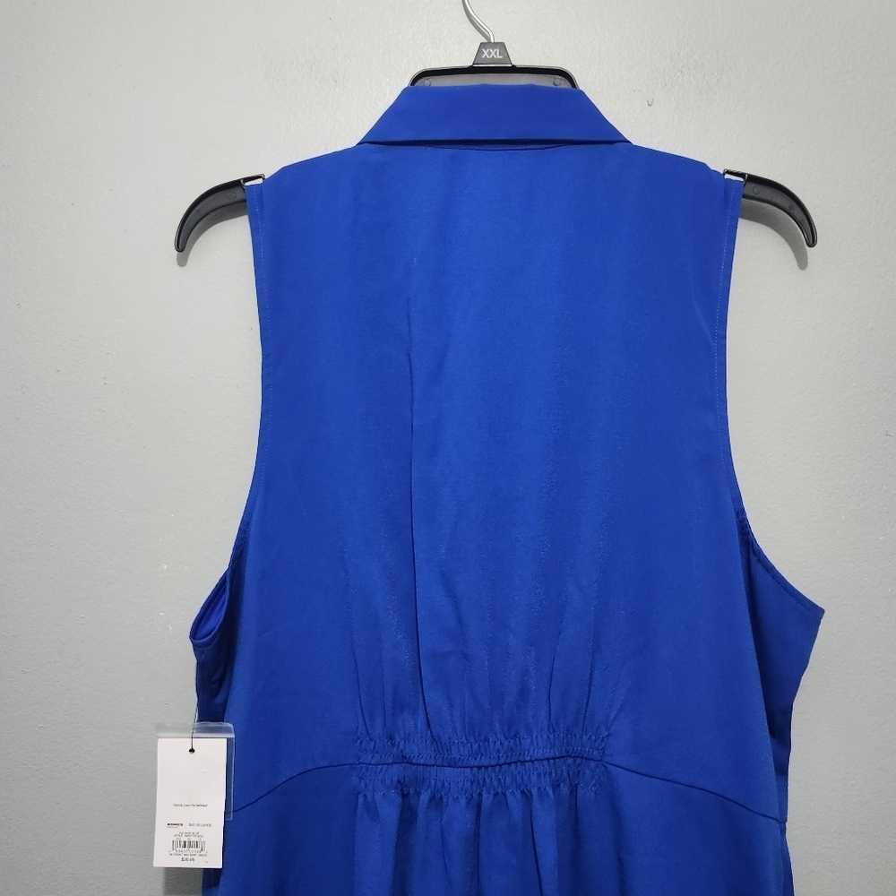 Nine West Tie Front Button Down Blue Mini Shirt Dress Size XXL New With Tags - Picture 6 of 7
